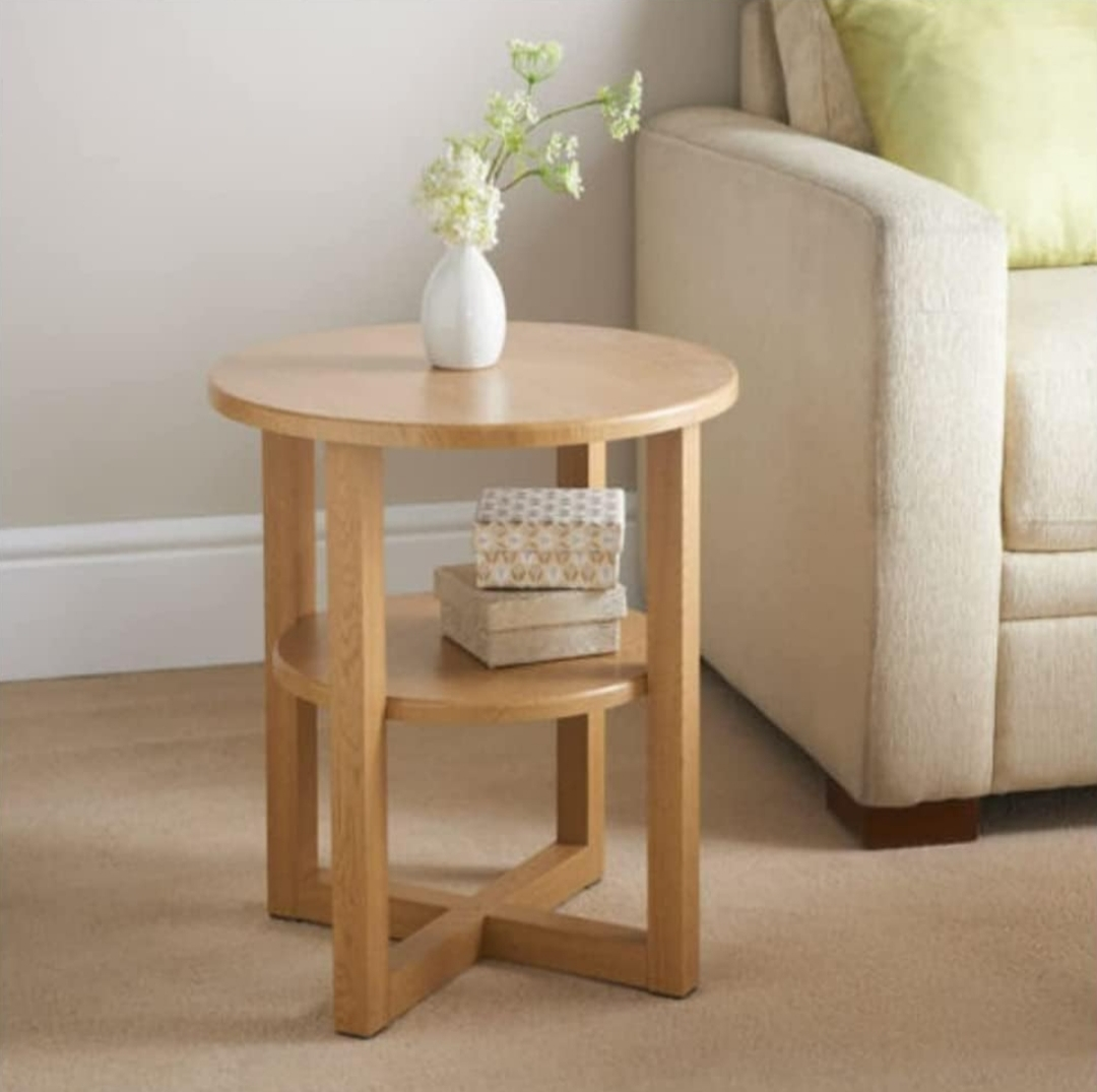 2 Tier Oak Effect Round Side Table